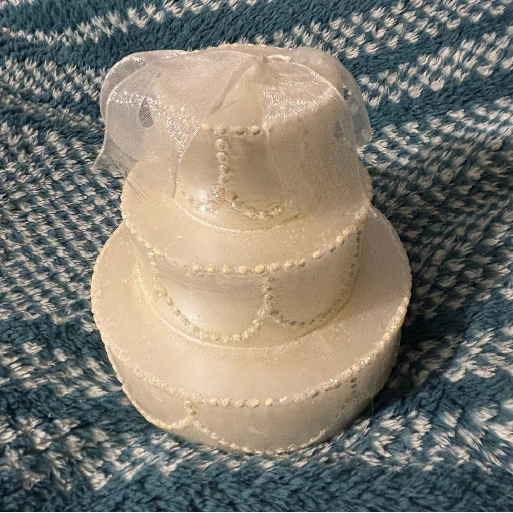 Elegant Crate & Barrel Wedding Cake Candle
